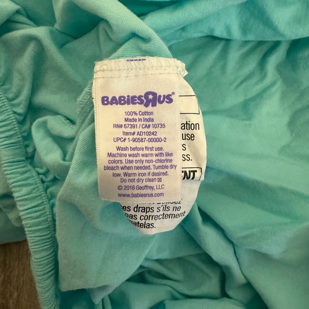 Teal Blue BabiesRus Crib Fitted Sheet